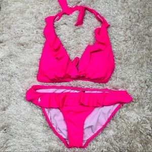 Polo Pink Ruffle Bikini Top and Bottom